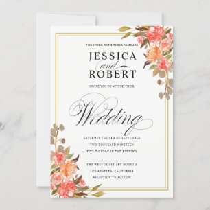 Elegante Script-Touch der Floral-Hochzeit im Herbs Einladung