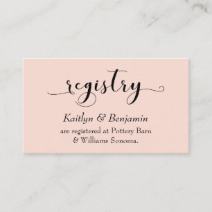 Elegante Script Typografie, Blush Wedding Registry Begleitkarte