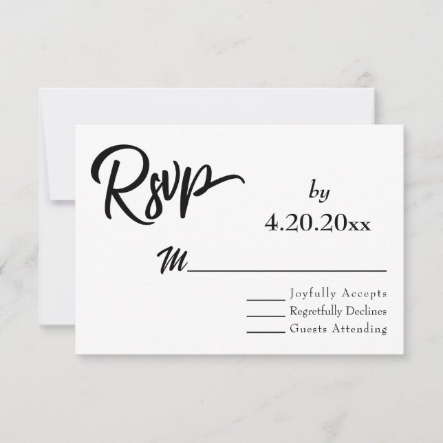 Elegante Script Typografie, Simple Wedding RSVP Karte (Vorderseite)