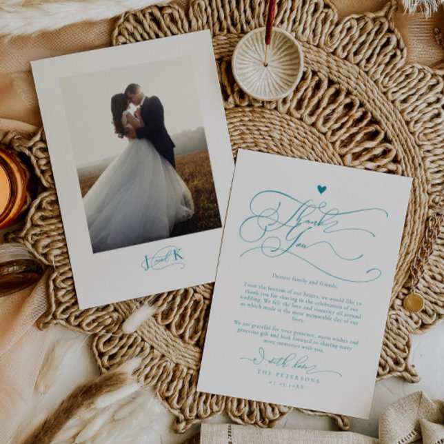 Elegante Script Typografy Blue Wedding Dankeskarte (Von Creator hochgeladen)