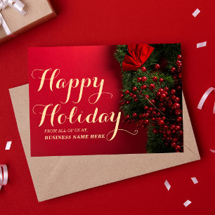 Elegante Script Typografy Business Christmas Red Feiertagskarte