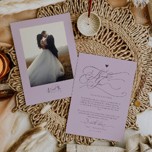 Elegante Script Typografy Plum Wedding Dankeskarte
