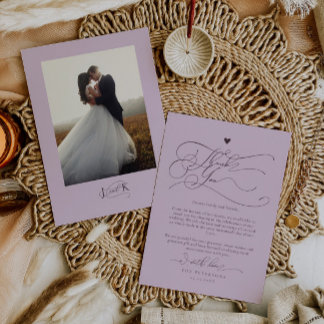 Elegante Script Typografy Plum Wedding Dankeskarte