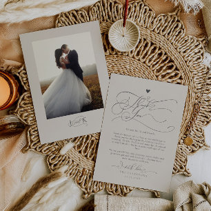 Elegante Script Typografy Sand Wedding Dankeskarte