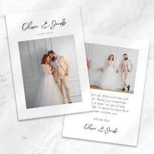 Elegante Script Typografy Wedding Dankeskarte