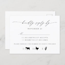 Elegante Script Typografy Wedding RSVP Einladungspostkarte