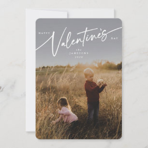 Elegante Script Valentine's Day Flat Foto Card Feiertagskarte