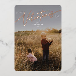 Elegante Script Valentine's Day Foto Card Folien Feiertagskarte