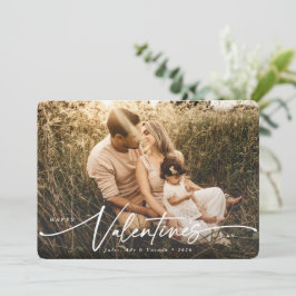 Elegante Script Valentinstag Flachbild-Fotokarte Feiertagskarte