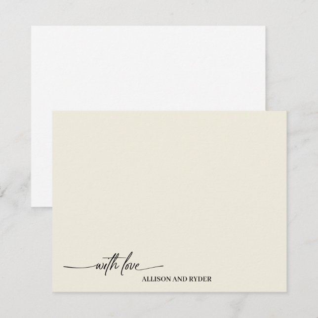 Elegante Script Vanilla mit Liebe Vielen Dank Mitteilungskarte (Vorne/Hinten)