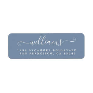 Elegante Script Vintage Blau Familien Rücksendeadr