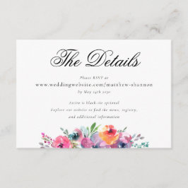 Elegante Script Watercolor Blumenzettel Begleitkarte