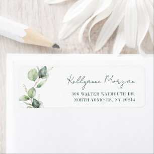 Elegante Script Watercolor Eukalyptus Return Addre