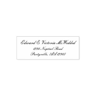 Elegante Script Wedding Address Permastempel