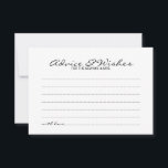 Elegante Script Wedding Advice and Wishings Card Hinweiskarte<br><div class="desc">Fügen Sie Ihrer Hochzeit eine persönliche Touch mit einer eleganten Hochzeitsberatung und Wunschkarte hinzu. Diese Ratgeber-Karte zeigt den Titel im modernen,  schwarz-eleganten Kalligraphie-Schriftart-Stil und Details in Schwarz Sans Serif Schriftart Stil auf weißem Hintergrund. Ideal für Hochzeiten,  Babydusche,  Geburtstagsparty,  Brautparty,  Junggeselinnen-Abschied und alle besondere Anlässe.</div>