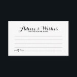 Elegante Script Wedding Advice and Wishings Card Hinweiskarte<br><div class="desc">Fügen Sie Ihrer Hochzeit eine persönliche Touch mit einer eleganten Hochzeitsberatung und Wunschkarte hinzu. Diese Ratgeber-Karte zeigt den Titel im modernen,  schwarz-eleganten Kalligraphie-Stil und Details in Schwarz-Moderne Sans Serif Schriftart Stil auf weißem Hintergrund. Ideal für Hochzeiten,  Babydusche,  Geburtstagsparty,  Brautparty,  Junggeselinnen-Abschied und alle besondere Anlässe.</div>