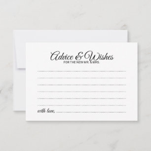 Elegante Script Wedding Advice and Wishings Card Hinweiskarte