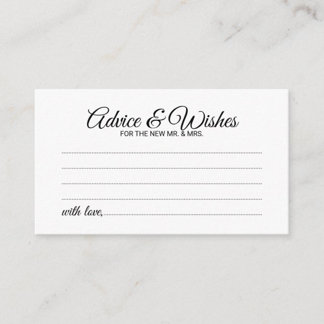 Elegante Script Wedding Advice and Wishings Card Hinweiskarte (Vorderseite)