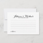 Elegante Script Wedding Advice and Wishings Card Hinweiskarte<br><div class="desc">Fügen Sie Ihrer Hochzeit eine persönliche Touch mit einer eleganten Hochzeitsberatung und Wunschkarte hinzu. Diese Ratgeber-Karte zeigt den Titel im modernen,  schwarz-eleganten Kalligraphie-Schriftart-Stil und Details in Schwarz Sans Serif Schriftart Stil auf weißem Hintergrund. Ideal für Hochzeiten,  Babydusche,  Geburtstagsparty,  Brautparty,  Junggeselinnen-Abschied und alle besondere Anlässe.</div>