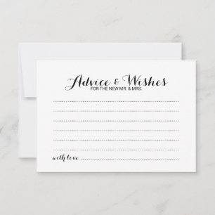 Elegante Script Wedding Advice and Wishings Card Hinweiskarte
