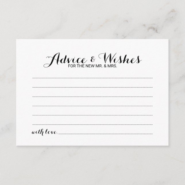 Elegante Script Wedding Advice and Wishings Card Hinweiskarte (Vorderseite)