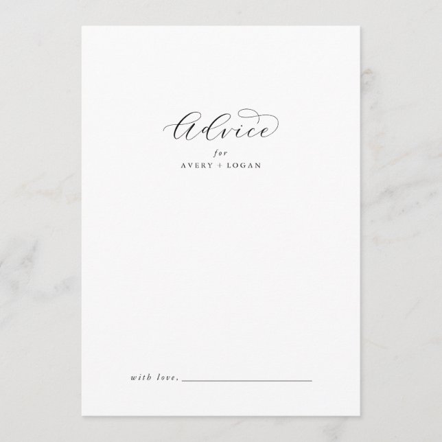 Elegante Script Wedding Advice Card Hinweiskarte (Vorderseite)
