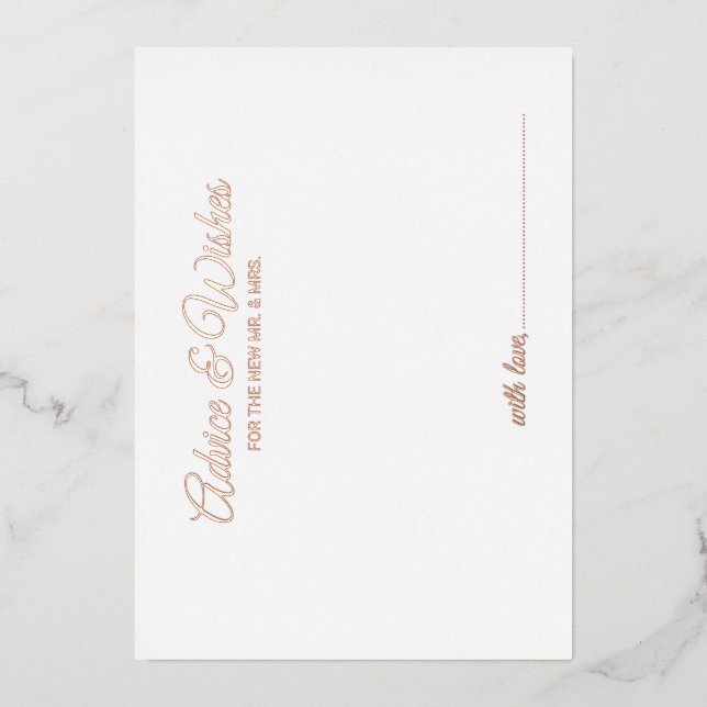 Elegante Script Wedding Advice und wünscht Rose Go Folieneinladung (Vorderseite)
