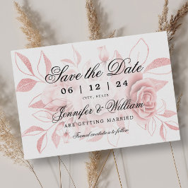 Elegante Script Wedding Blush Rose Gold Floral Save The Date