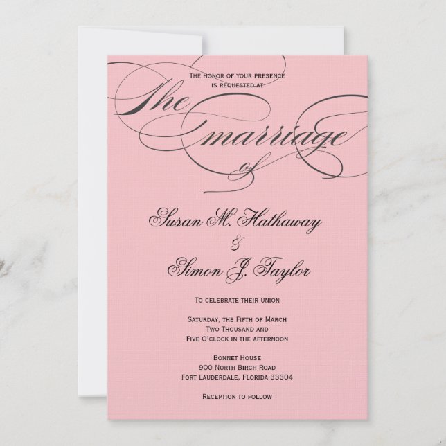 Elegante Script Wedding Einladung - Schwarz & Schw (Vorderseite)