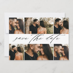 Elegante Script Wedding Foto Collage Save The Date