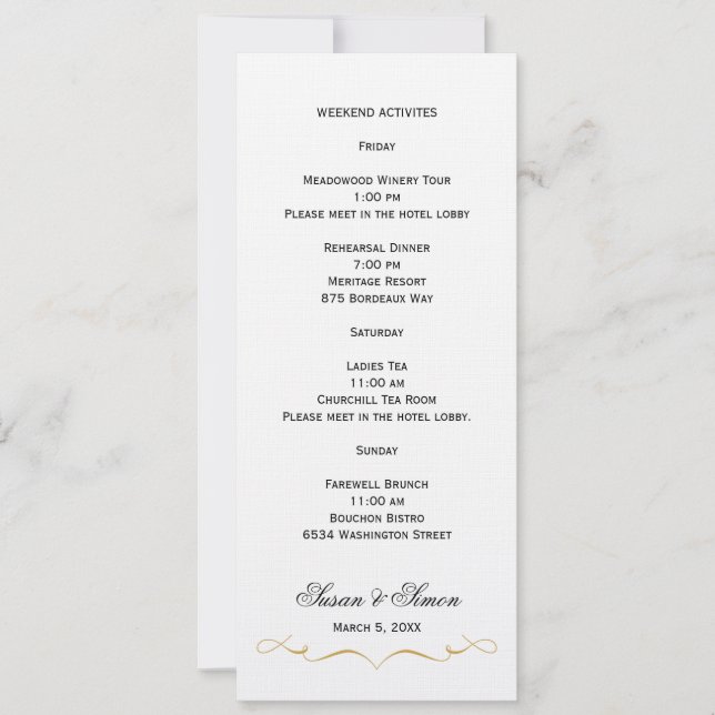 Elegante Script Wedding Information Card - Gold Einladung (Vorderseite)