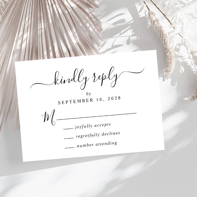 Elegante Script Wedding RSVP Karte (A chic wedding RSVP card with a minimalist vibe)