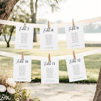 Elegante Script Wedding Tischnummer mit Namen