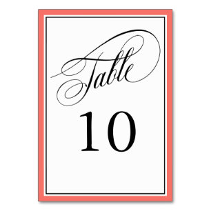 Elegante Script Wedding Tischnummern Coral