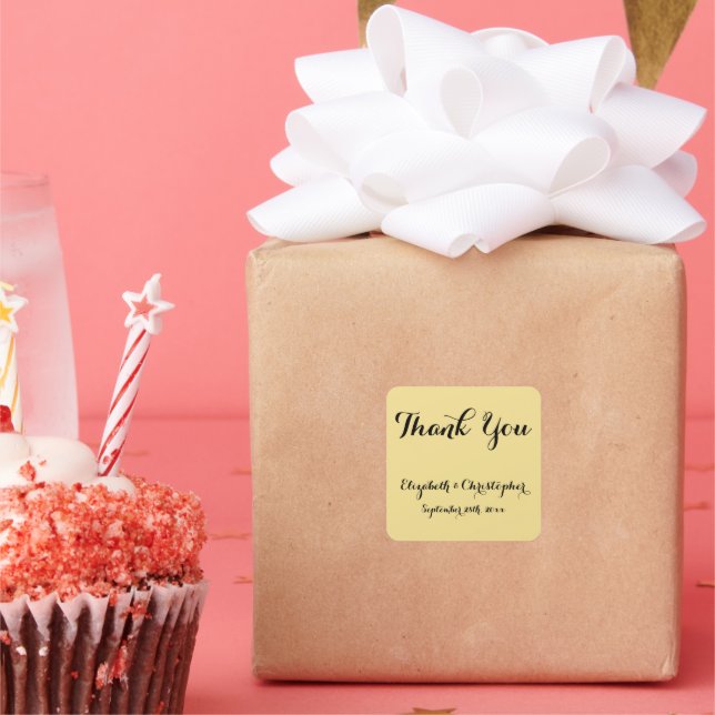 Elegante Script Wedding Vielen Dank für Ihr Intere Quadratischer Aufkleber (Party)