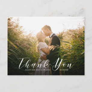 Elegante Script Wedding Vielen Dank Postcard Postkarte