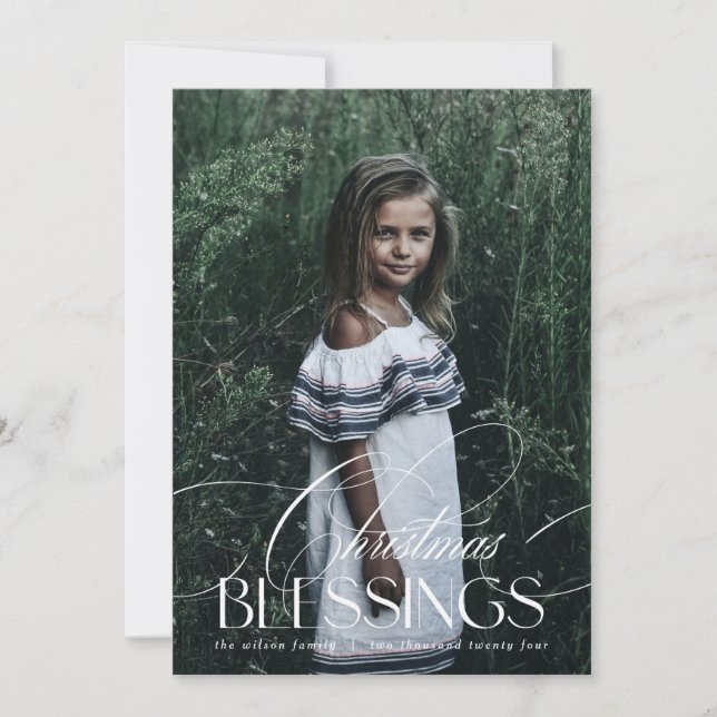 Elegante Script Weihnachts-Weihnachtskarte Einladung (Vorderseite)