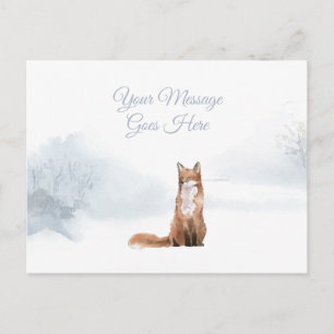 Elegante Script Weihnachtsfeiertage Winter Fox Postkarte