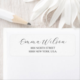 Elegante Script White Rücksendeadressen-Aufklebers