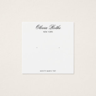 Elegante Script White Stud Earring Display Card
