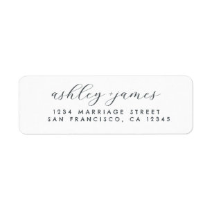 Elegante Script White Wedding Rücksendeadresse