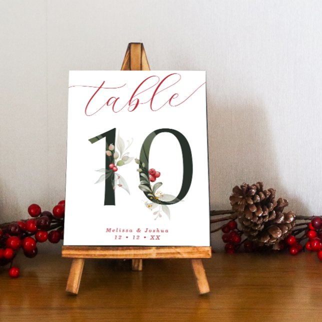 Elegante Script Winter Berries Tabelle 10 Tischnummer (Von Creator hochgeladen)