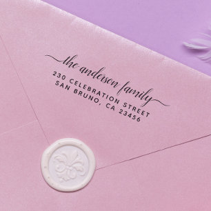 Elegante Script-Wirbel Familienname-Rücksendeadres Permastempel
