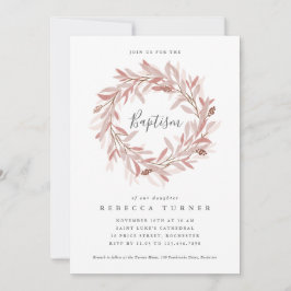 Elegante Script Wreath Watercolor Taufe Einladung
