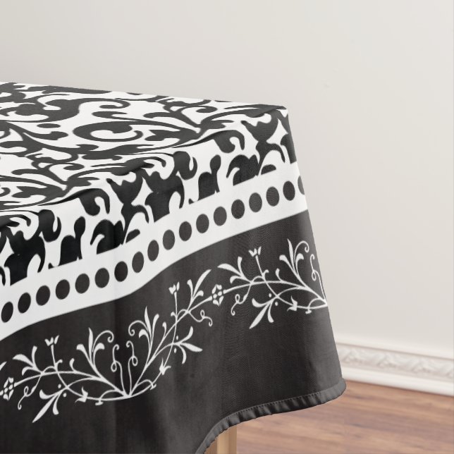 Elegante Scroll Damask Schwarz/Weiß Tischdecke (Beispiel)