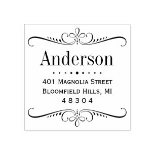 Elegante Scroll Frame-Rücksendeadresse Gummistempel