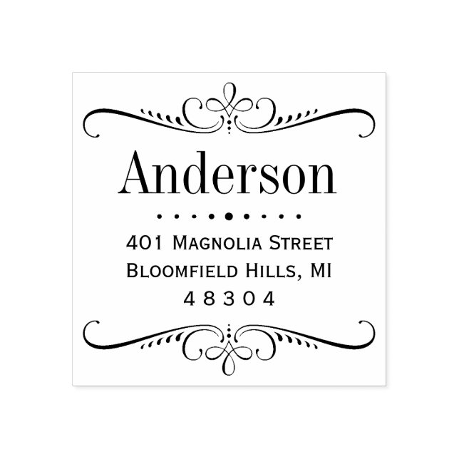 Elegante Scroll Frame-Rücksendeadresse Gummistempel (Prägung)