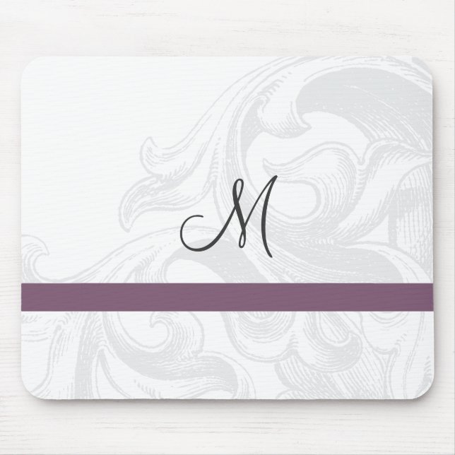 Elegante Scroll Monogram Mousepads (Vorne)