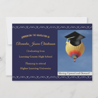 Elegante Scroll Script Hot Air Ballon Graduate Ankündigung