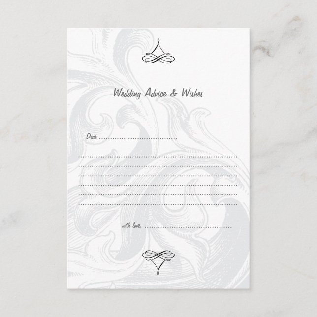 Elegante Scroll Wedding Advice Cards Hinweiskarte (Vorderseite)